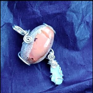 Mexican Cantera And Australian Opal Pendant Sterling Silver Eye